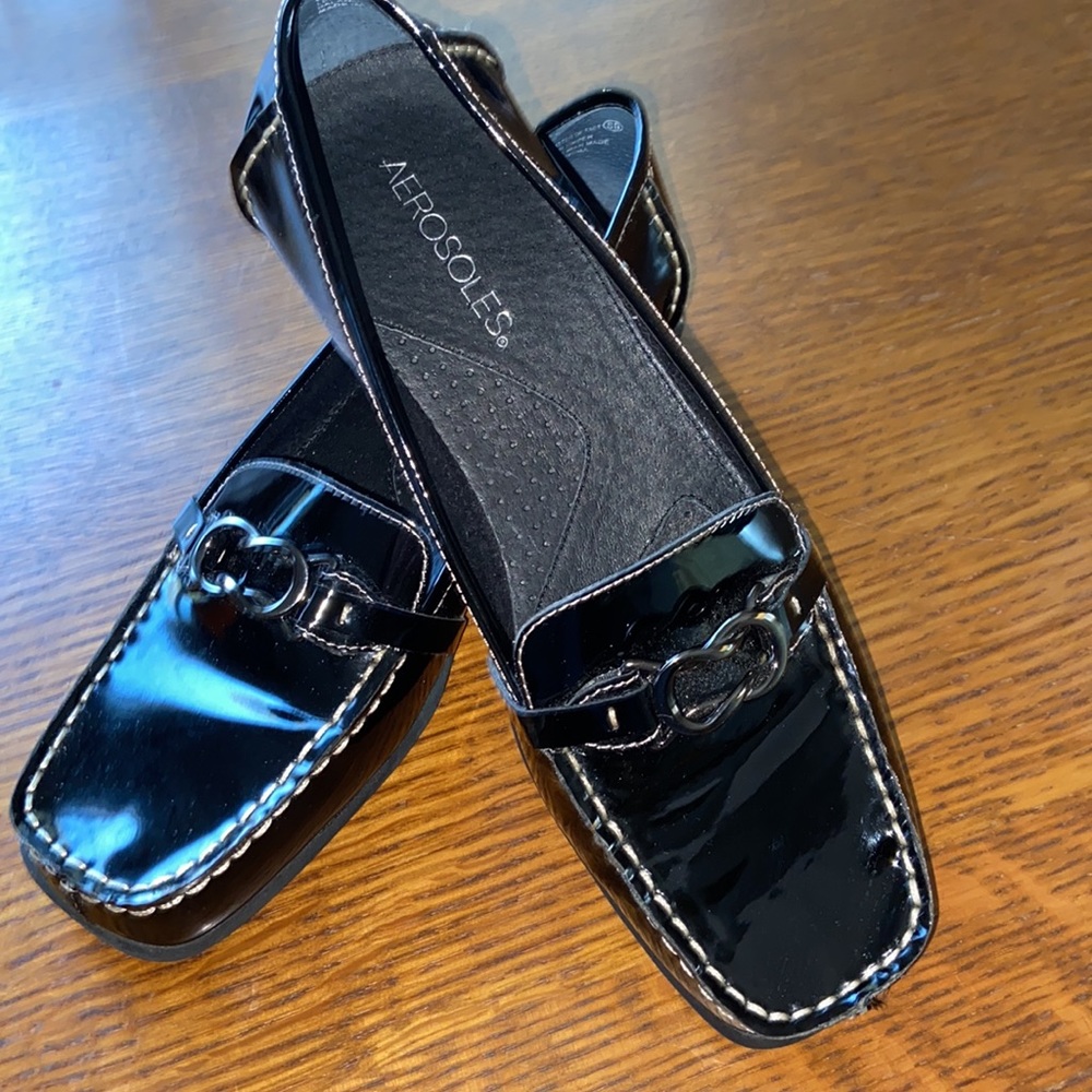 Aerosoles Loafers Black Patent Leather size 8